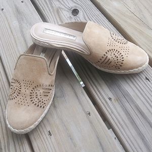 Audrey Brooke Suede Espadrille Slipper Mule Loafers